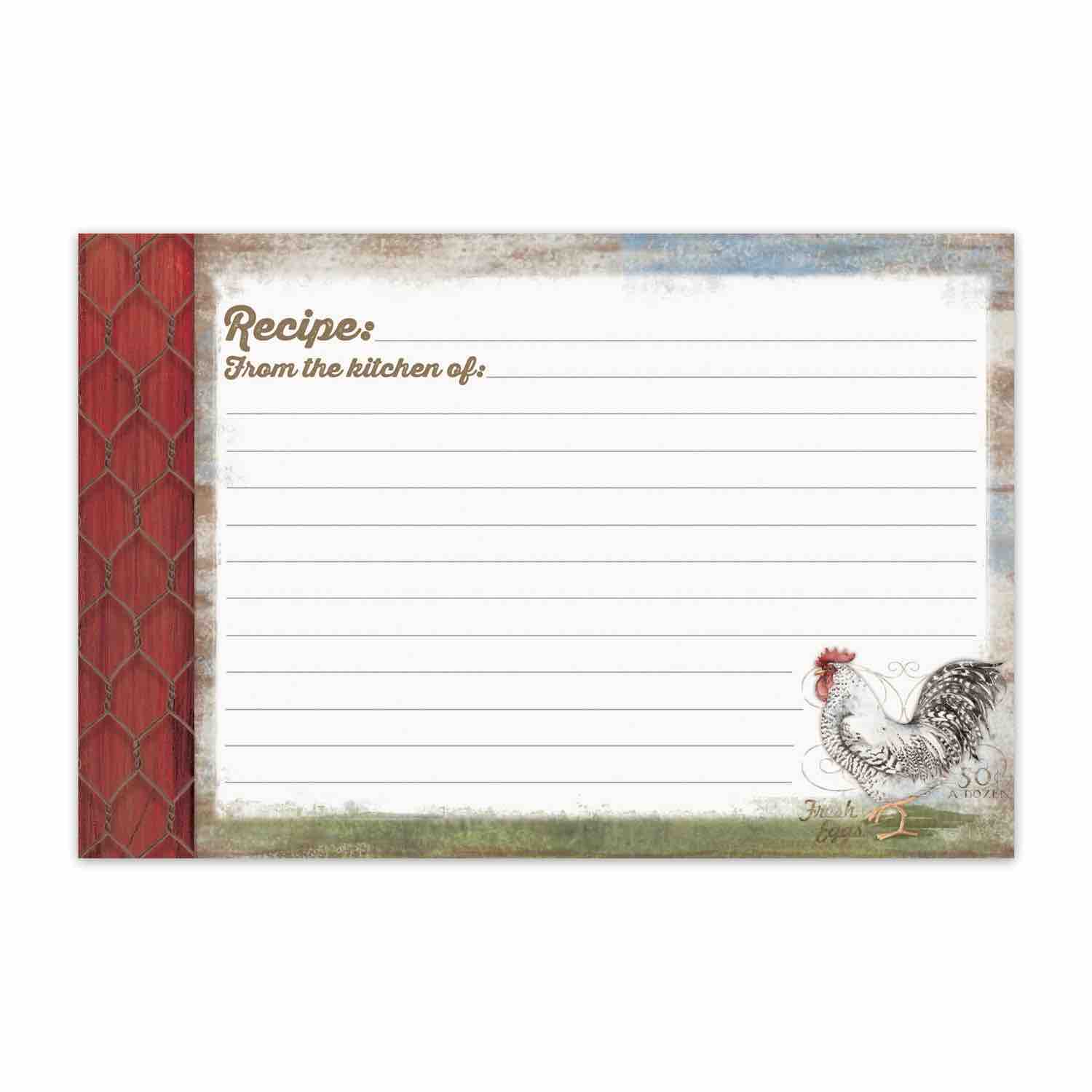 Recipe Cards 4x6 | Barnyard Rooster